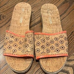 Jack Rodgers Women's Cork Slide Sandals - Orange trim sz 10